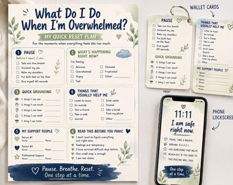 Trousse d'outils pour les adolescents submergés | Cartes pour faire face à l'anxiété, plan de réinitialisation (téléchargement numérique)