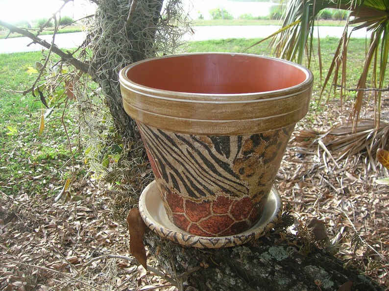 ANIMAL PRINT VASE Patio Clay Pot Garden Clay Vase Zebra Etsy