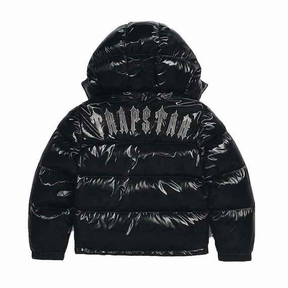ジャケット・アウター trapstar Black Glossy Trapstar Puffer Jacket – Hooded Streetwear Bubble