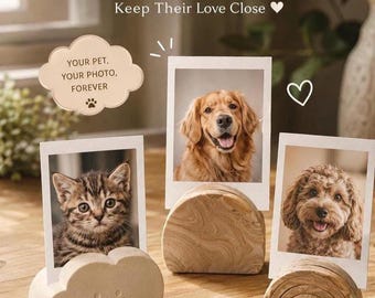 Juego de 2 portafotos personalizados para mascotas, soportes Jesmonite Polaroid, decoración del hogar hecha a mano