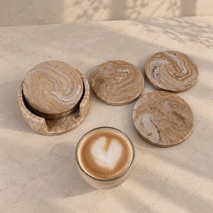 Handmade Jesmonite Holder & Coaster Set | Custom Colour, Minimalist Home Decor