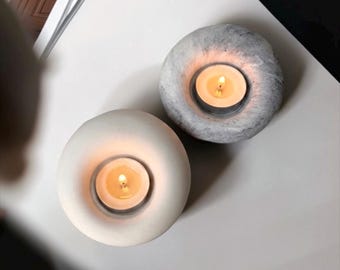 Portavelas para velas pequeñas - Decoración neutra para el hogar - Bandeja para velas de jesmonita hecha a mano