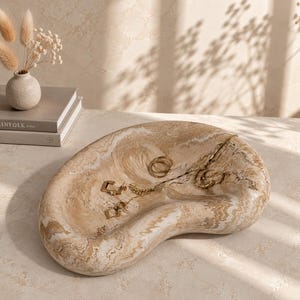 Organic Trinket Dish, Handmade Jesmonite Jewellery Tray, Marble Ring Holder, Custom Colour, Personalised Gift