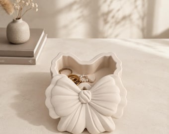 Jesmonite Jewellery Dish with Lid, Handmade Trinket Holder, Custom Colour,Jewelry Storage Box