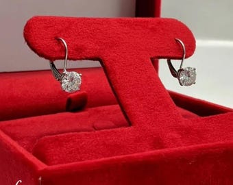 Lab Grown Diamond Leverback Earrings in 14K Gold/Silver, 0.5–2 CT