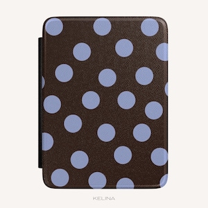 Brown & Blue  Polka Dot Kindle Case - Aesthetic eReader Cover for Kindle Paperwhite And Colorsoft - Book Lover Gift KC008