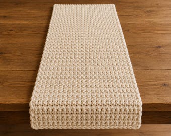 Padrão clássico de caminho de mesa em crochê, decoração rústica para iniciantes, fio grosso (PDF)