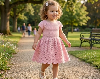 Molde de vestido de crochê para bebê com formato de coração, tutorial para iniciantes em vestidos infantis (download em PDF)