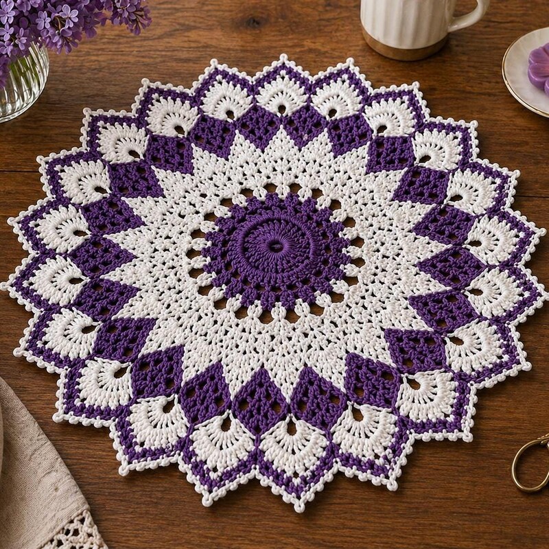 Round Crochet Rug Pattern Purple Doilies - Etsy