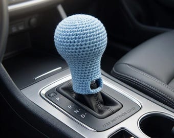 Padrão de capa de crochê para alavanca de câmbio, capa protetora para botão de câmbio de carro para iniciantes, acessório para interior de carro.