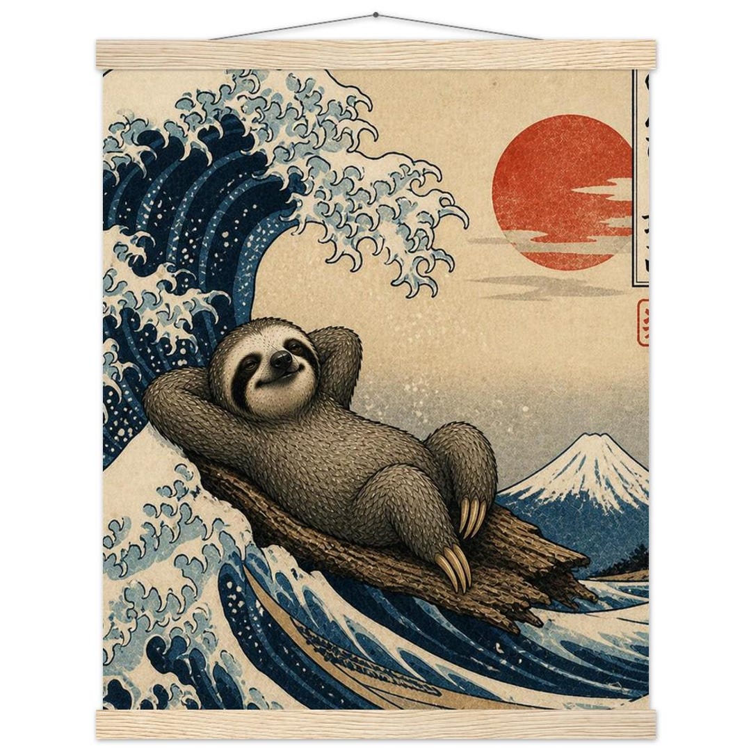 Sloth Japan Sloth Ukiyo-e Poster, Japanese Wave Art (matte Paper, Pine Hanger) - Etsy