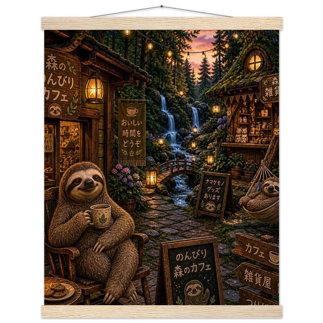 Sloth Japan Japanese Sloth Art Print: Forest Cafe Scene on Matte Paper - Etsy