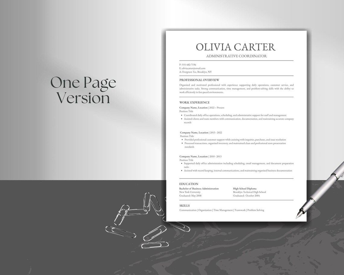 ATS Friendly Resume Template for Canva | Professional CV & Cover Letter ...