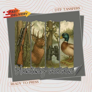 Camo Patch and Detailed Deer Head Dtf Transfer, Hunting Season Dtf Prints, Hunter Ready To Press, Iron On Transfer, Trendy Retro Hunter DTF