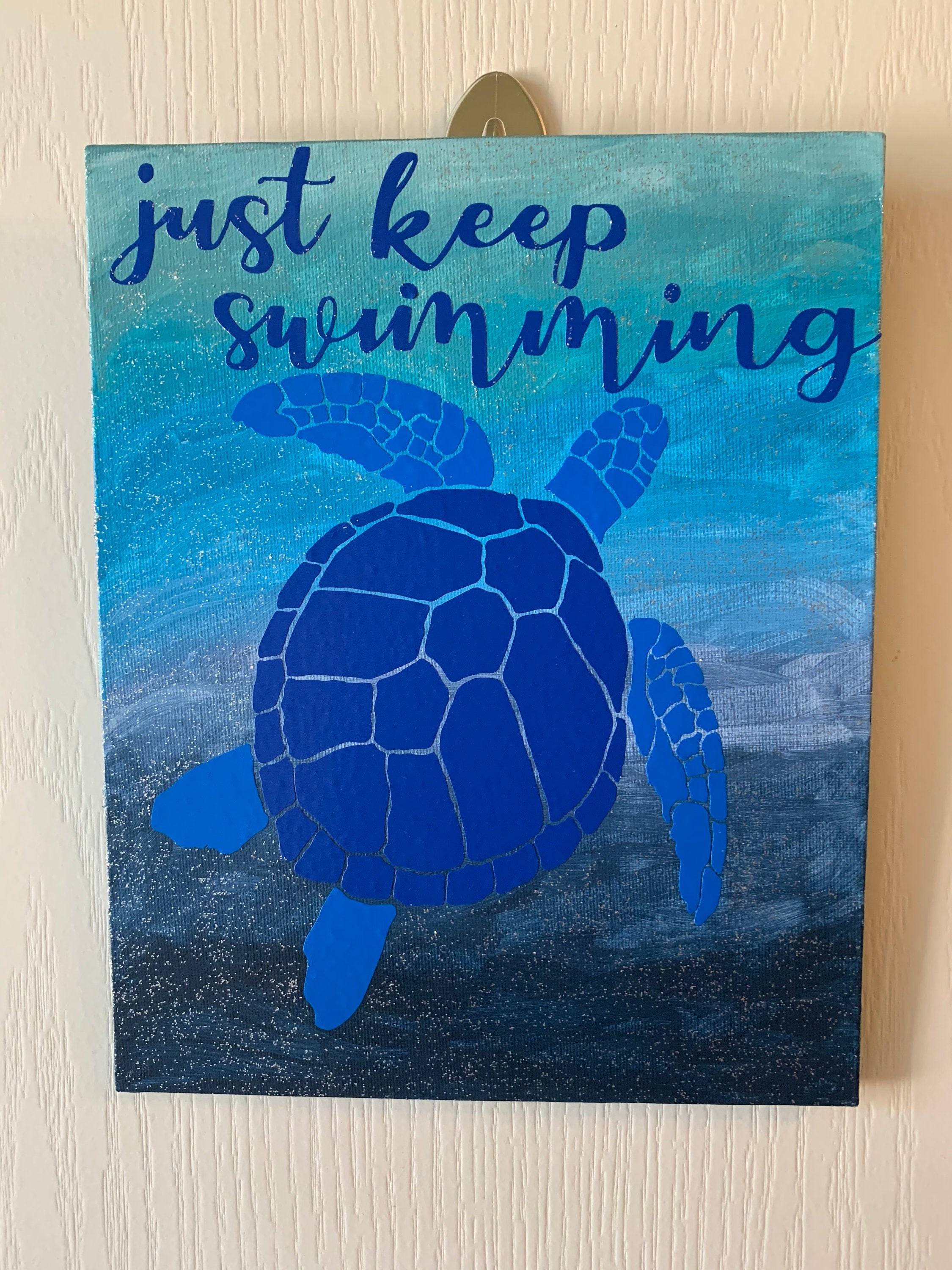 Just Keep Swimming Canvas Wall Decor Etsy