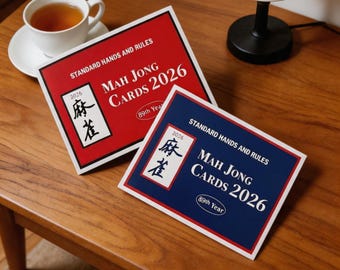Juego oficial de cartas de Mahjong 2026, un juego de 4 manuales de instrucciones de Mahjong americano, una tarjeta guía de juego de Mahjong y una explicación de los patrones de manos de 2026.