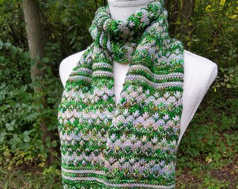 Knitting Pattern - Pomona Scarf, knit, PDF digital download, hp inspired, floral neckwear