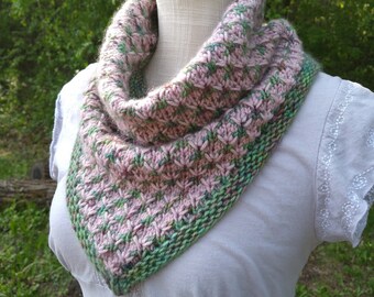 Rosewood Bandana Cowl Knitting Pattern: Floral Mosaic (PDF Digital Download)