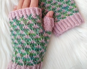 KNITTING PATTERN - Rosewood Mitts light, PDF digital download, hp inspired, fingerless gloves mitten thorn floral fleur nature