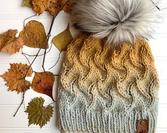 Incendio Knit Beanie Pattern: Fire Flame Faux Cable Hat (PDF Download)