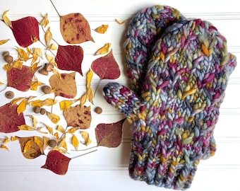Rosewood Knit Mittens Pattern, Super Bulky Yarn (PDF Digital Download)