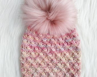 Granger Toque Knitting Pattern: Floral Twist Diamond Hat (PDF Digital Download)
