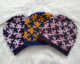 Stranded Colorwork Beanie Knitting Pattern: Fleur de Lis (PDF Digital Download)