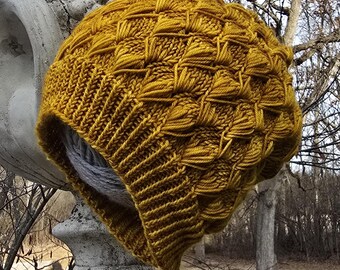 Feathertail Hat Knitting Pattern: Textured Dragon Scale Knit (PDF Digital Download)