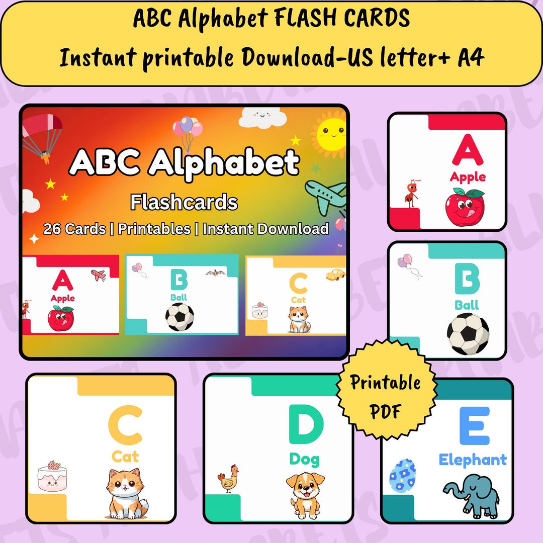Montessori Alphabet Flashcards for Kids | ABC Learning Cards Printable ...