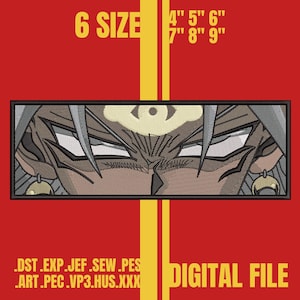 Ancient Pharaoh Embroidery Design | Mystic Anime Eyes Patch | Instant Download