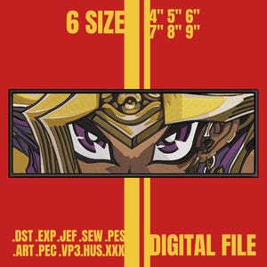 Dark Duelist Embroidery Design | Mystic Anime Eyes Patch | Instant Download