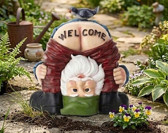 Funny Garden Gnome Decor, Resin Dwarf Statue for Outdoor Garden, Whimsical Yard Art, Patio Lawn Ornament, Gnome Garden Decor, Funny Ornament