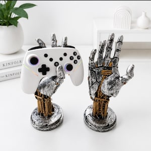 Supporto per controller a forma di mano robotica 3D, decorazione da scrivania cyberpunk per videogiochi, supporto per gamepad per PS5, Xbox e Switch, organizer per dock per telefono, regalo per gamer, supporto per videogiochi