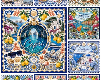 Mediterranean Coastal Collection | Travel Art | Wall Decor Bundle | Luxury Riviera Artwork