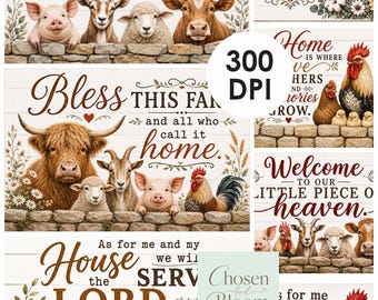 Farmhouse Faith & Country Blessings Kollektion | 7 Designs | Digitale Bauernhofdrucke