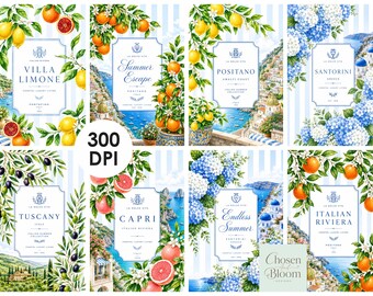Mediterrane Wandkunst 8-er Set | Italienische Sommerkollektion | La Dolce Vita Brillenfassungen