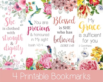 Bible Verse Bookmark Set for Woman | Printable Scripture Bookmarks | Faith & Religious Gift | Bible Study