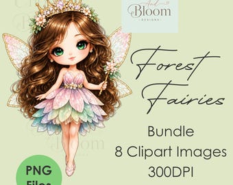 Enchanted Forest Fairies Clipart | Fairy Princess PNG | Fantasy Graphics