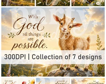 Country Blessings Christian Art | Scripture Animal Collection | 7 Digital Prints | Faith Art