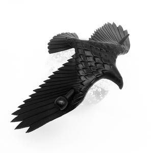 Leather Raven Hair Pin, (Lge.) Handmade Raven Stick Barrette, Crow Hair Slide, Black Bird Hair Accessory, Large. (MADE UPON ORDER!)