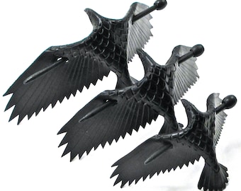 Leather Raven Hair Pin, Handmade Raven Stick Barrette In Three Sizes, Black Crow Hair Slide, Hair Accessory  - MADE Upon ORDER