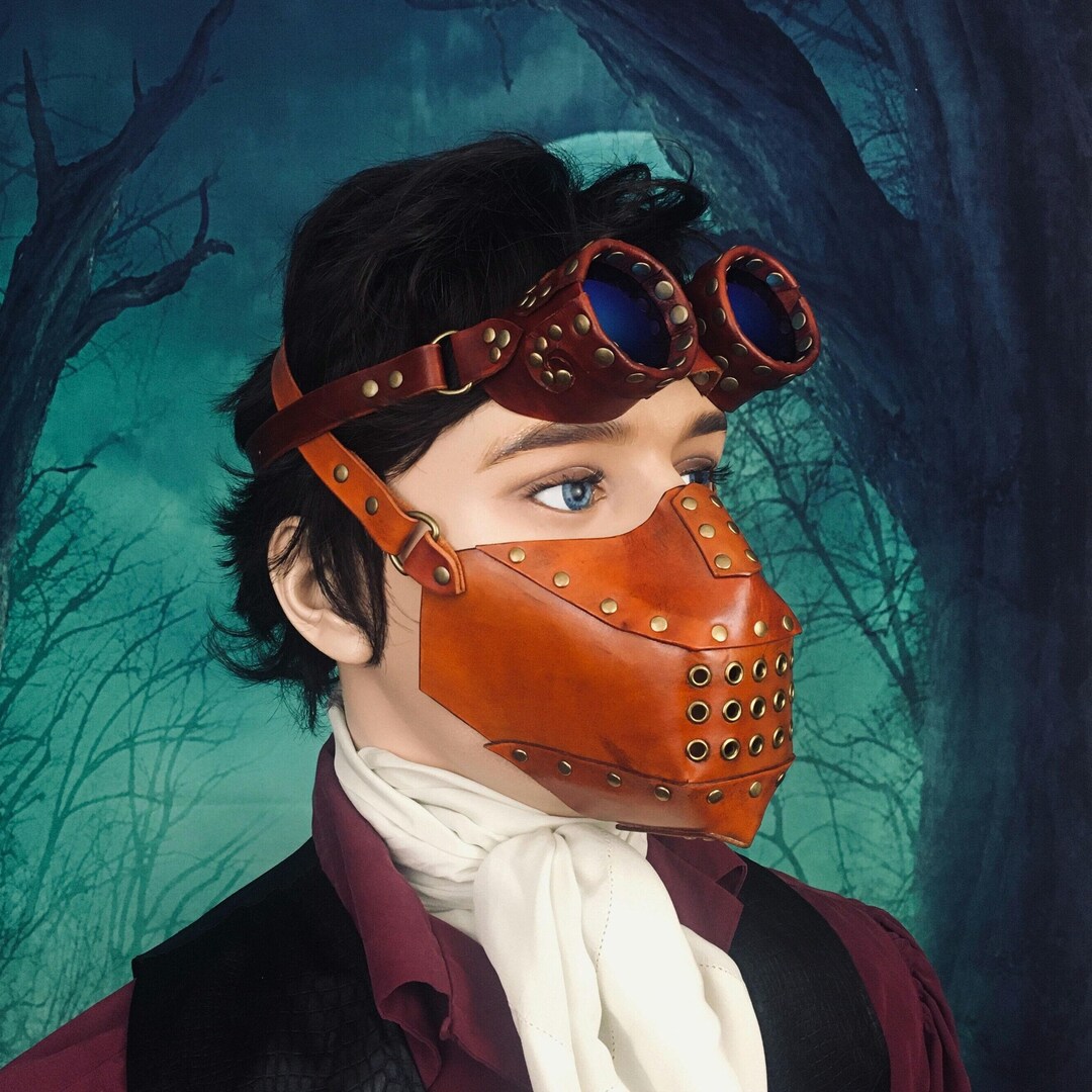 Leather Steampunk Costume Respirator, Handmade Diesel Punk Zombie ...