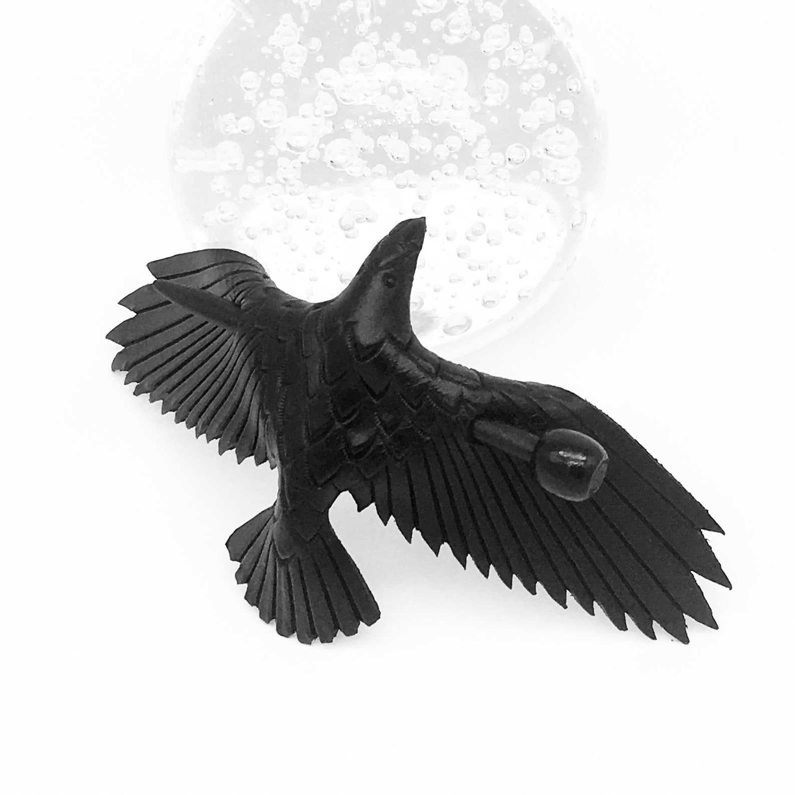 Leather Raven Hair Pin sm. Handmade Raven Stick Barrette Etsy