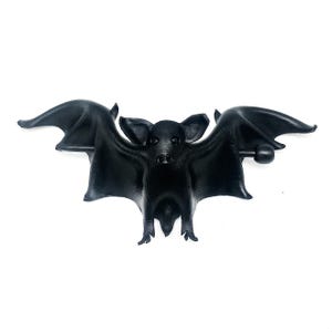 Leather Bat Hair Pin, Medium Sized Handmade Bat Stick Barrette, Black Bat Hair Slide, Hair Accessory