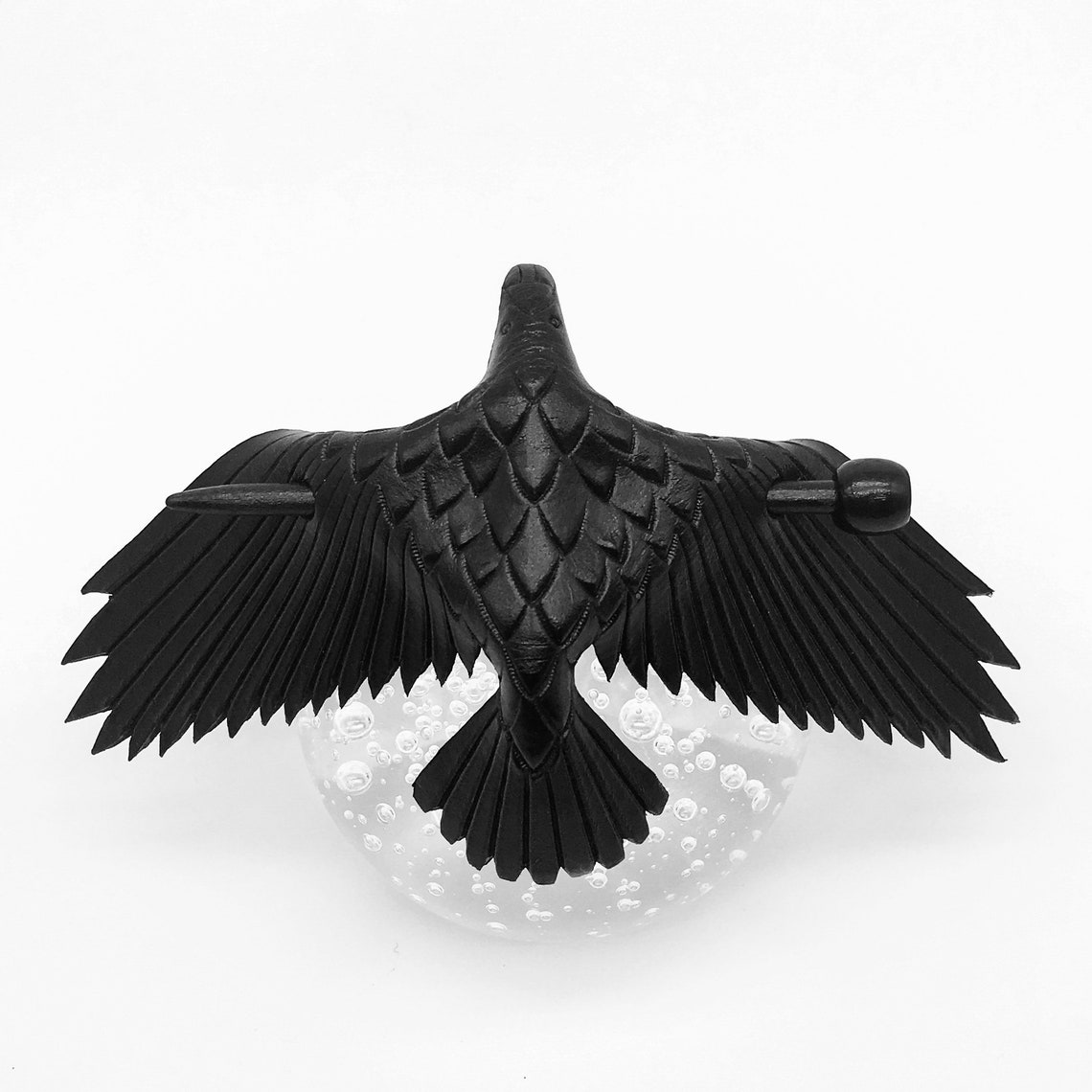 Leather Raven Hair Pin Med. Handmade Raven Stick Barrette Etsy