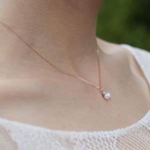 Ava PearlDrop Necklace, Pearl Drop Necklace, Tiny Pearl, Simple Pearl Drop Necklace, Silver, rose gold, Tiny Necklace, Bridal