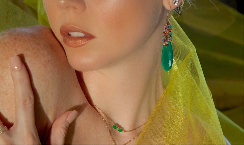 Jade sparkle Bracelet, 14k gold filled non-tarnish waterproof image 3