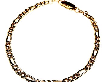 14k Gold fill 3.5mm figaro chain bracelet  waterproof 14k gold filled