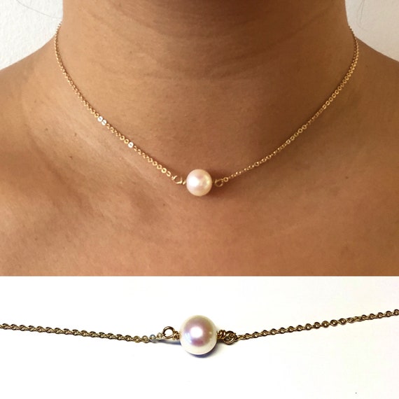 Tiny Pearl drop Necklace Set