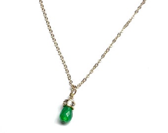 Jade sparkle 14k gold fill necklace